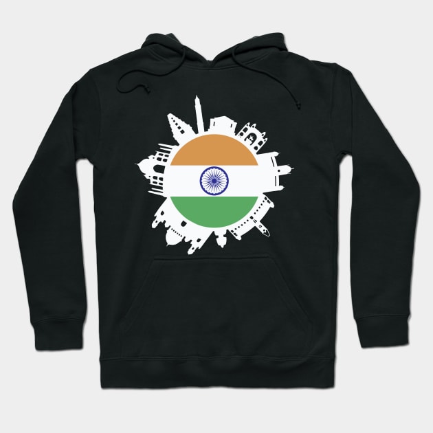 India Skyline India Flag Delhi Mumbai Chennai Kolkata Hoodie by alltheprints